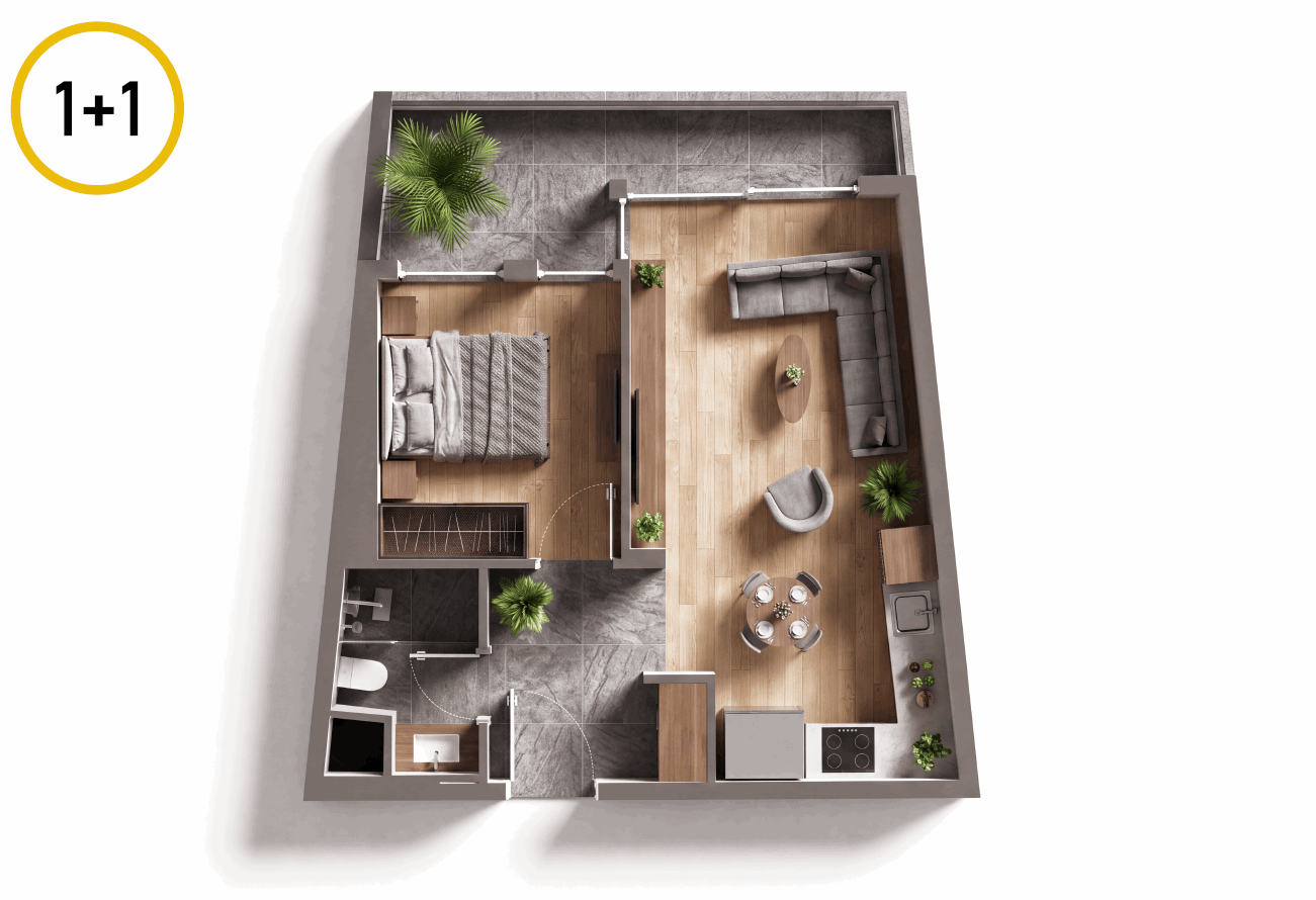 Silva Mare 1+1 · 52 m² daire planı
